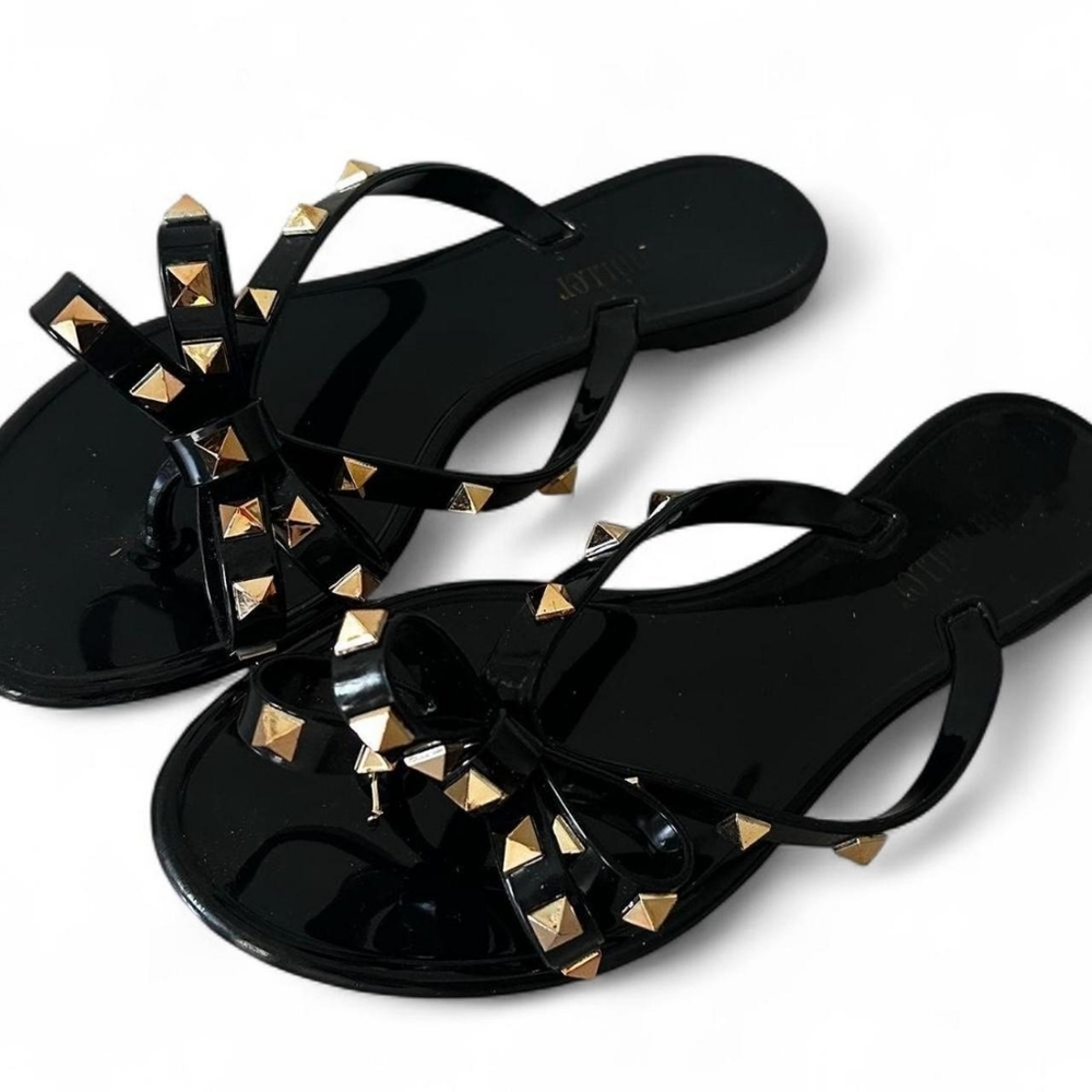 Wild Diva JoJo Black Rubber Jelly Bow Flip-Flops - Picture 4 of 14